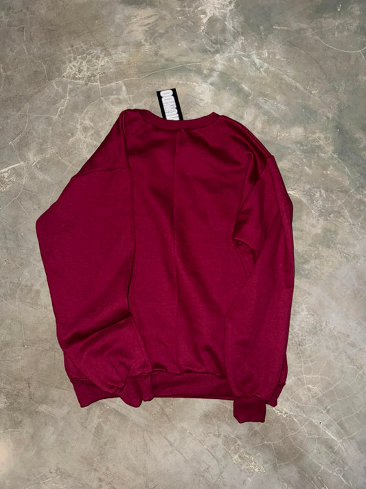 SUÉTER NMT VINHO COM ROSA