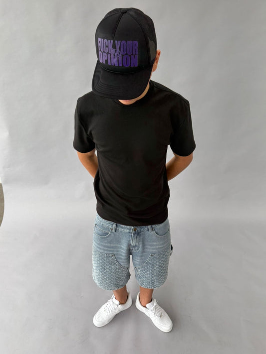 BONÉ MUNDO TRUCKER PRETO COM ROXO