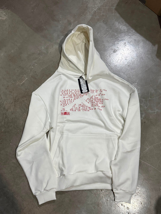 MOLETOM NFDG BRANCO COM VERMELHO